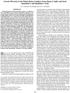 Genetic Diversity in the Batini Barley Landrace from Oman: I. Spike and Seed Quantitative and Qualitative Traits