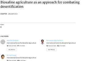 Biosaline agriculture as an approach for combating desertification