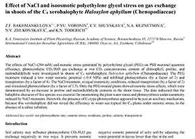 Effect of NaCl and iso-osmotic PEG stress on CO2/H2O exchange in shoots of the С4 xero-halophyte Haloxylon aphyllum (Chenopodiaceae)